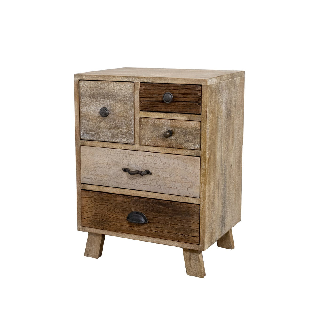 SELENGA SIDE TABLE 5 DRAWERS 18"X14"X25"H MULTI WOOD