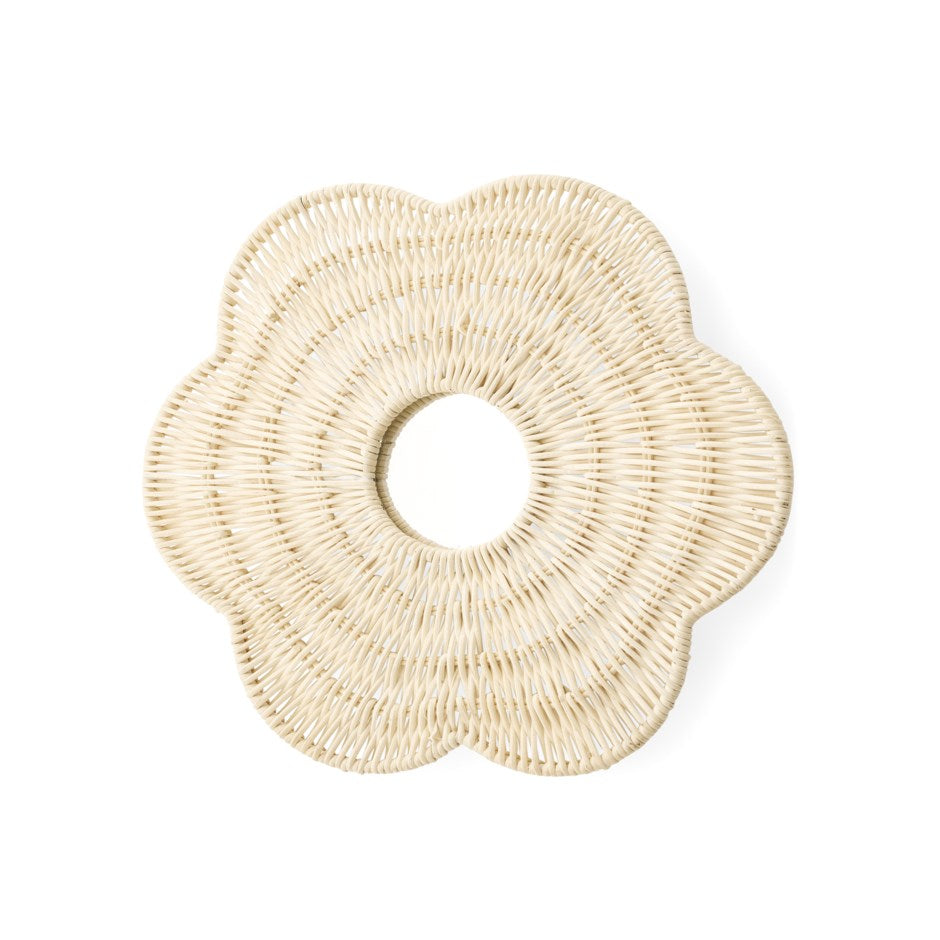 MIRROR RATTAN ROPUND SCALLOP EDGE NATURAL