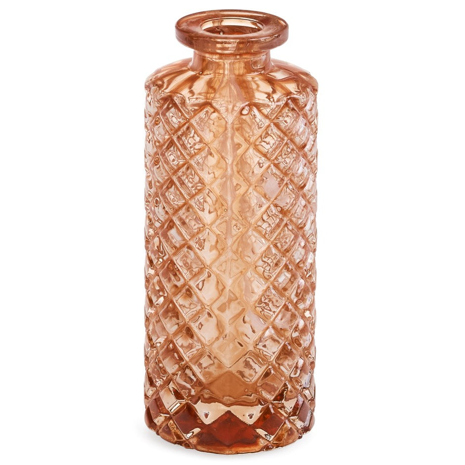 VASE GLASS EMBOSSED ROSEWOOD