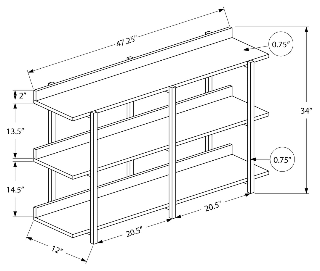 HALL CONSOLE/ACCENT TABLE 48"L "DARK TAUPE/BLACK METAL"