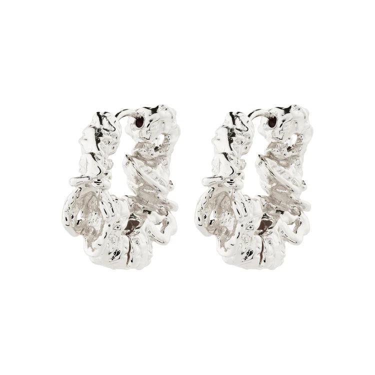 ACT RECYCLED HOOP EARRINGS SILVER-PLATED