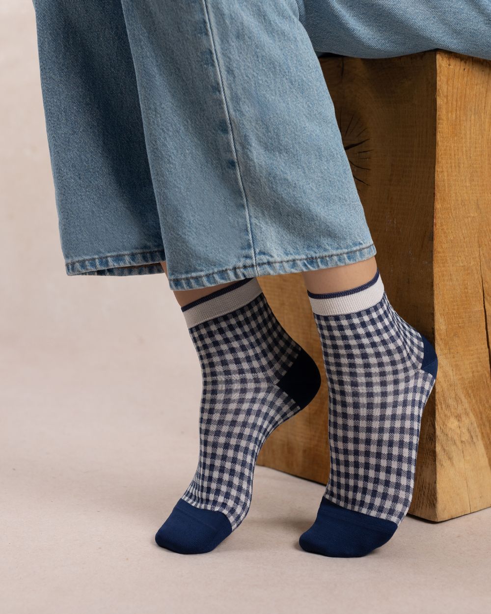 GINGHAM SCOTTISH YARN SHORT SOCKS "ADMIRAL"