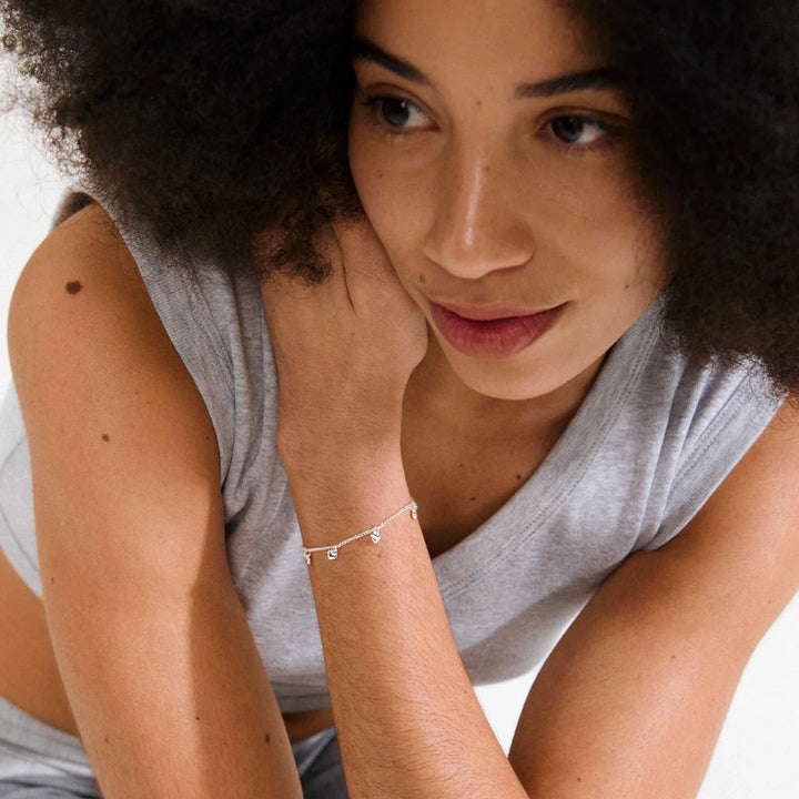 ALAIA RECYCLED HEART PENDANTS BRACELET "SILVER PLATED"