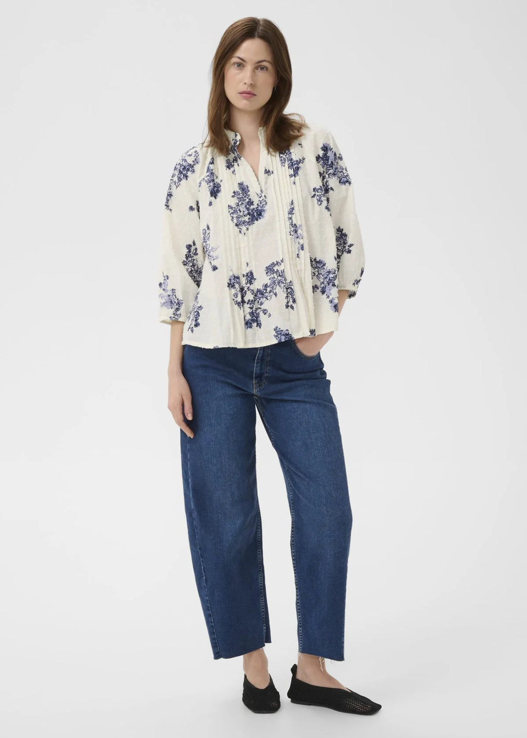 ALETTAPW BLOUSE "BLUE SHADOW FLOWER"