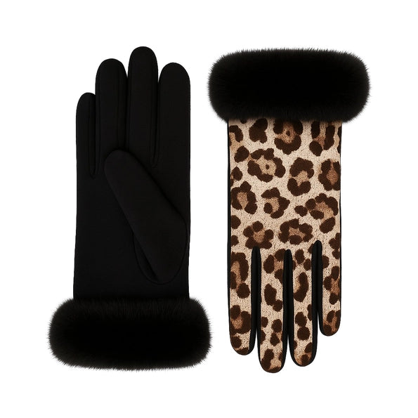ALLESCO CLUB ROCHELIER LADIES ANIMAL PRINT KNIT GLOVE