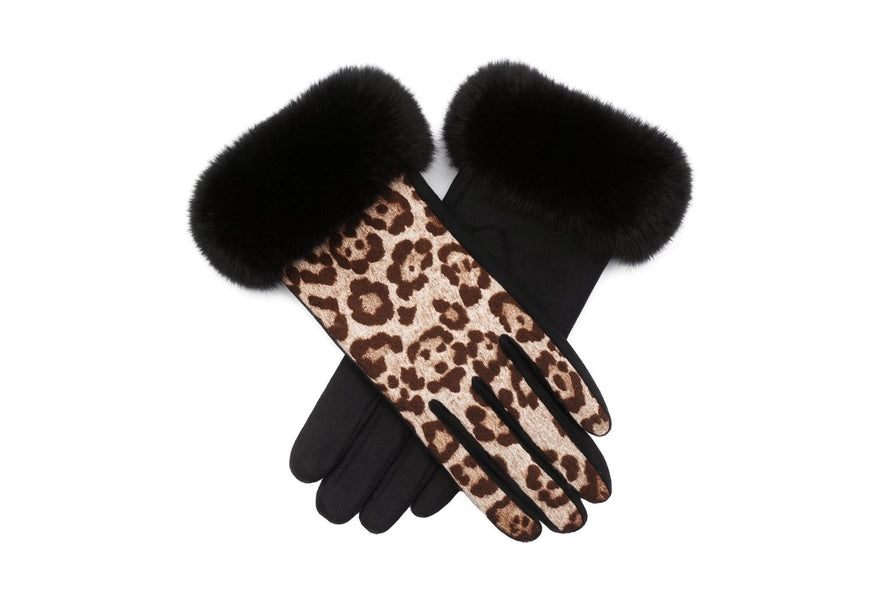 ALLESCO CLUB ROCHELIER LADIES ANIMAL PRINT KNIT GLOVE
