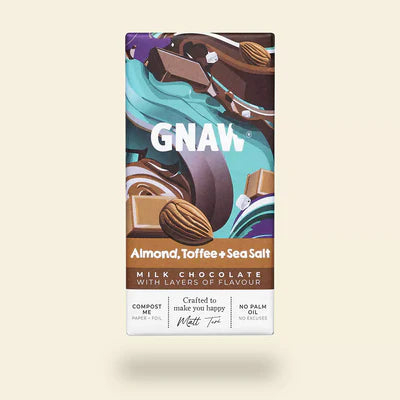 ALMOND TOFFEE AND SEA SALT MILK CHOCOLATE BAR 80G