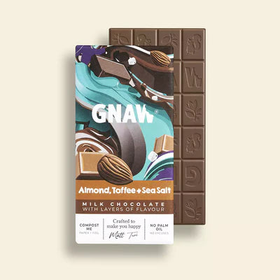 ALMOND TOFFEE AND SEA SALT MILK CHOCOLATE BAR 80G