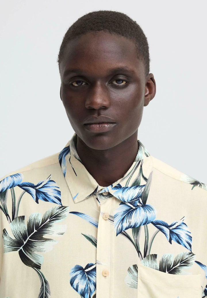 BHAMELO FLORAL SHIRT "OYSTER GREY"