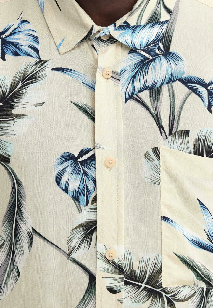 BHAMELO FLORAL SHIRT "OYSTER GREY"