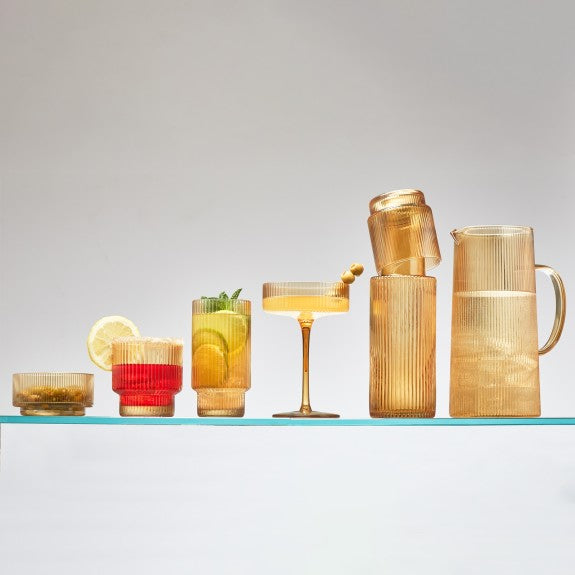 RIBBED AMBER COCKTAIL COUPE 290ML - SET OF 4