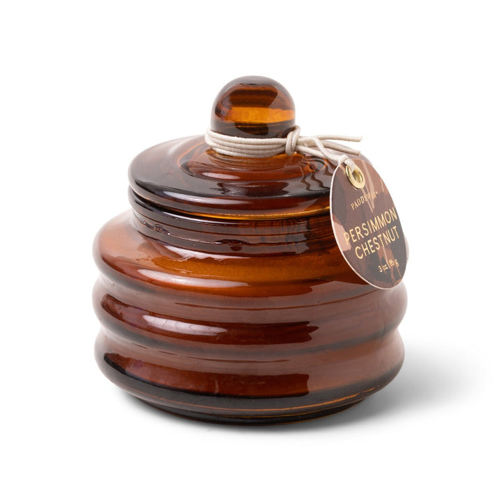 BEAM 30Z AMBER GLASS CANDLE - PERSIMMON & CHESTNUT