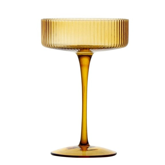 RIBBED AMBER COCKTAIL COUPE 290ML - SET OF 4