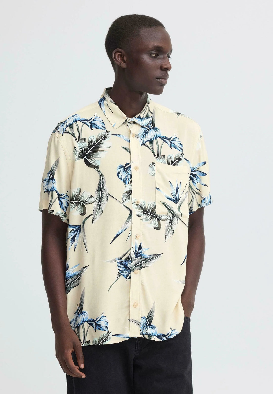BHAMELO FLORAL SHIRT "OYSTER GREY"