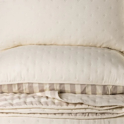 ANN SOLID NATURAL QUILT - DOUBLE/QUEEN 3PCS