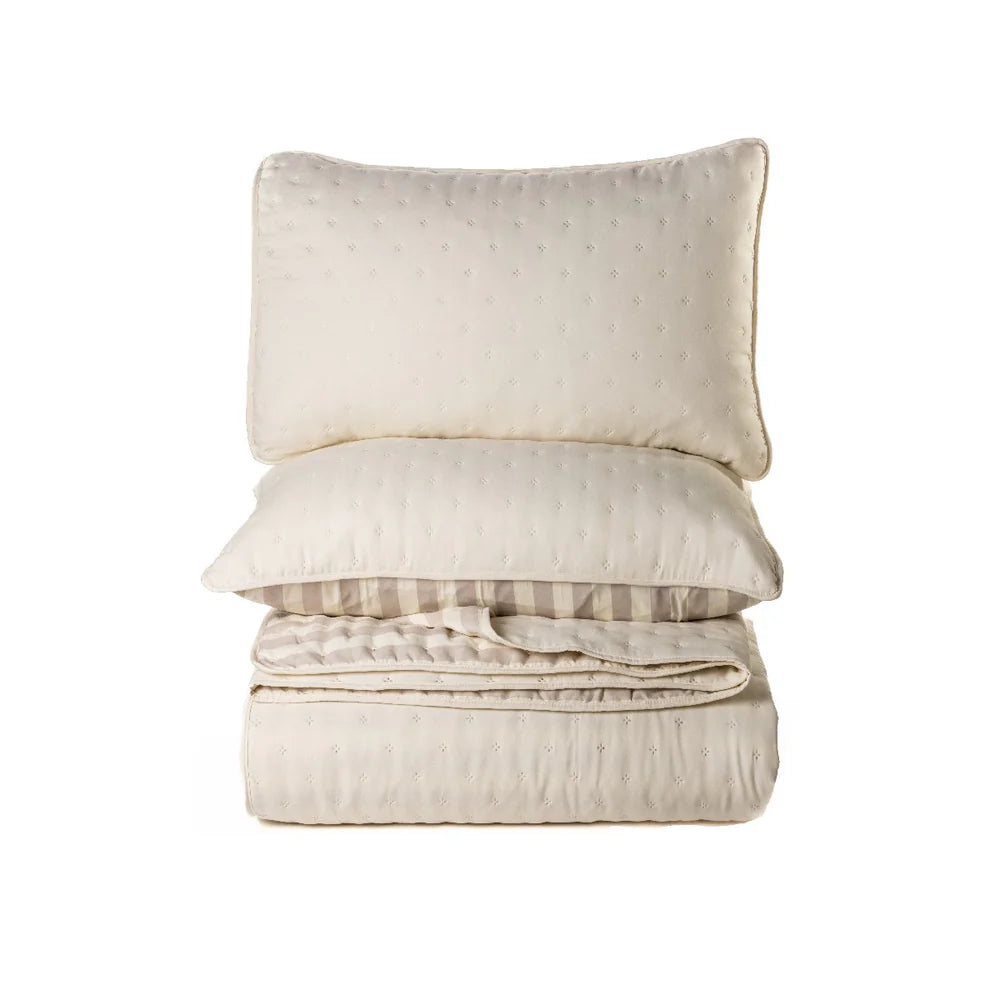 ANN SOLID NATURAL QUILT - DOUBLE/QUEEN 3PCS