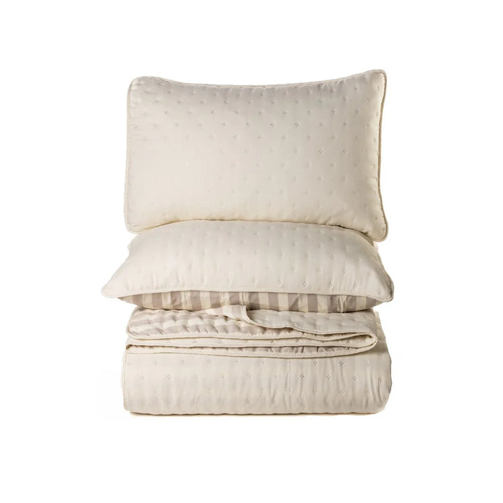 ANN SOLID NATURAL QUILT - DOUBLE/QUEEN 3PCS