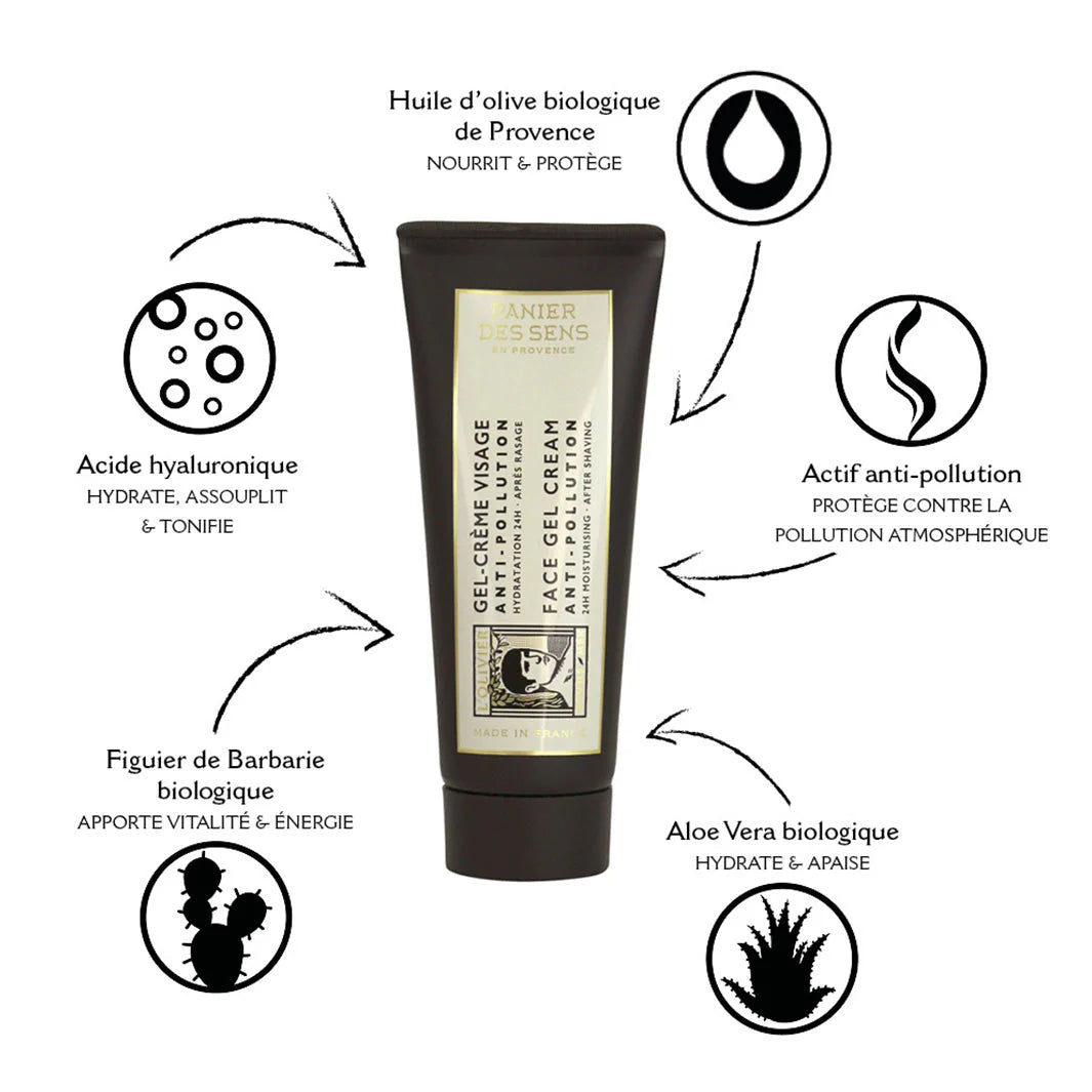 ANTI-POLLUTION FACE CREAM FOR MEN - MOISTURISING AND REVITALISING GEL CREAM 75ML