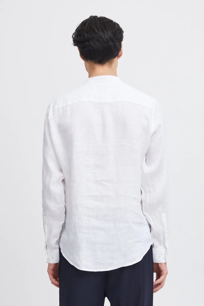 CFANTON LS CC LINEN SHIRT "BRIGHT WHITE/CHATEAU GREY"