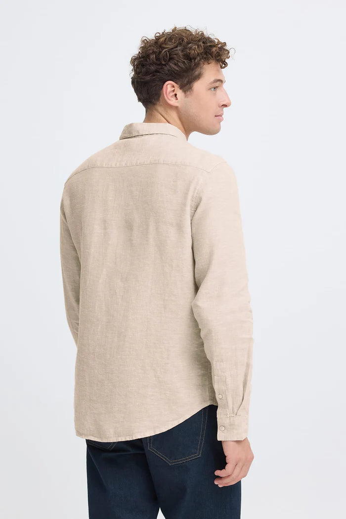 CFANTON BD LS LINEN SHIRT "PLAZA TAUPE MELANGE"