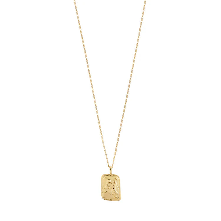 AQUARIUS ZODIAC SIGN NECKLACE - SQUARE (GOLD-PLATED)