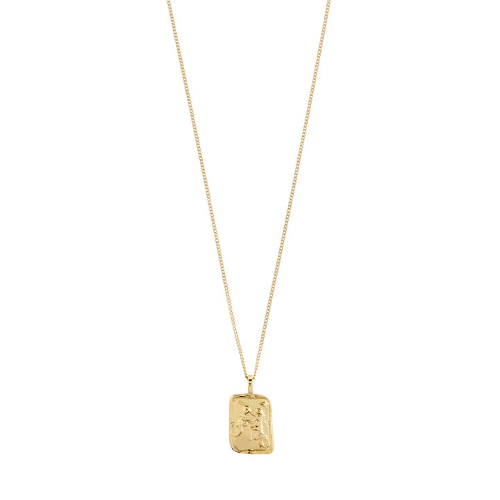 AQUARIUS ZODIAC SIGN NECKLACE - SQUARE (GOLD-PLATED)