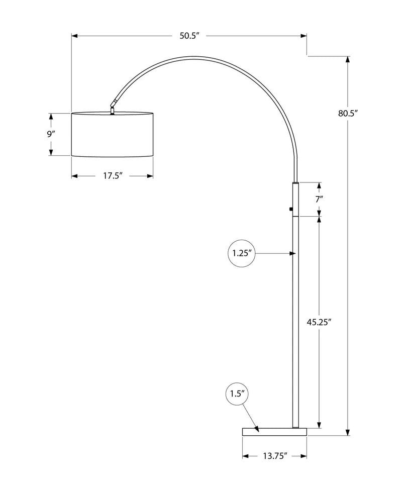 ARC FLOOR LAMP 81" "BLACK"