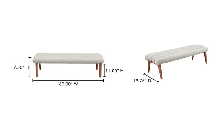 ARLO BENCH PERFORMANCE FABRIC "OFF-WHITE"