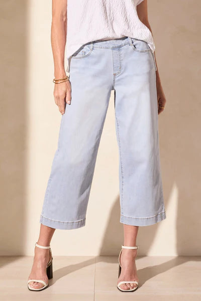 AUDREY COMFORT STRETCH PULL-ON CROPPED WIDE LEG JEANS "LITE SURF"