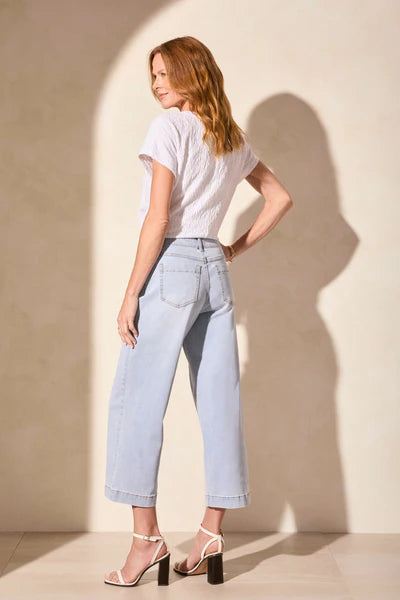 AUDREY COMFORT STRETCH PULL-ON CROPPED WIDE LEG JEANS "LITE SURF"