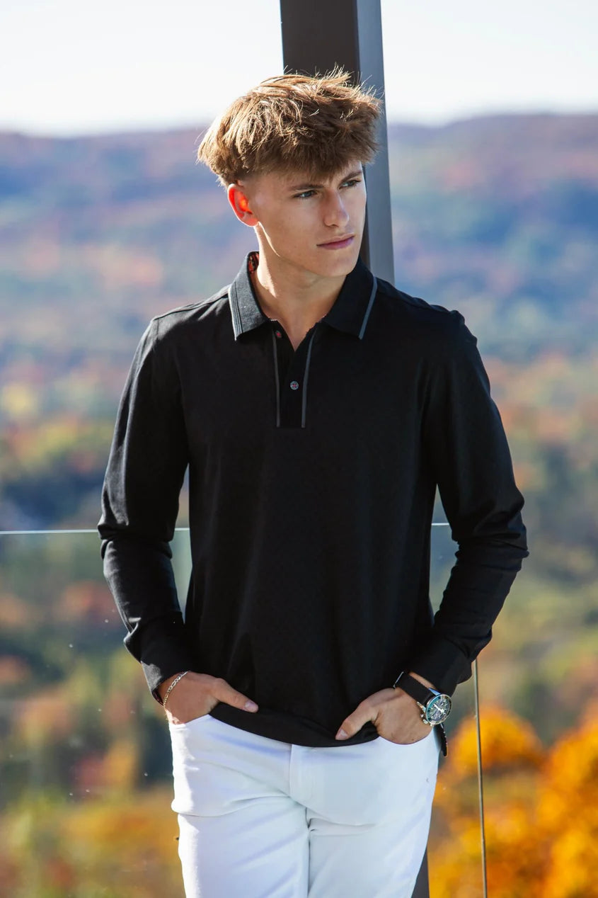 AU NOIR KANT POLO LONG SLEEVE - BLACK