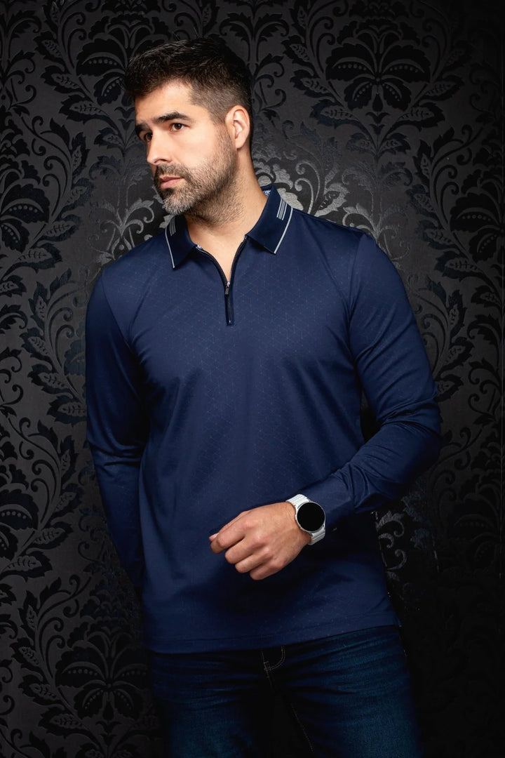 AVENOR LONG-SLEEVE POLO "NAVY"