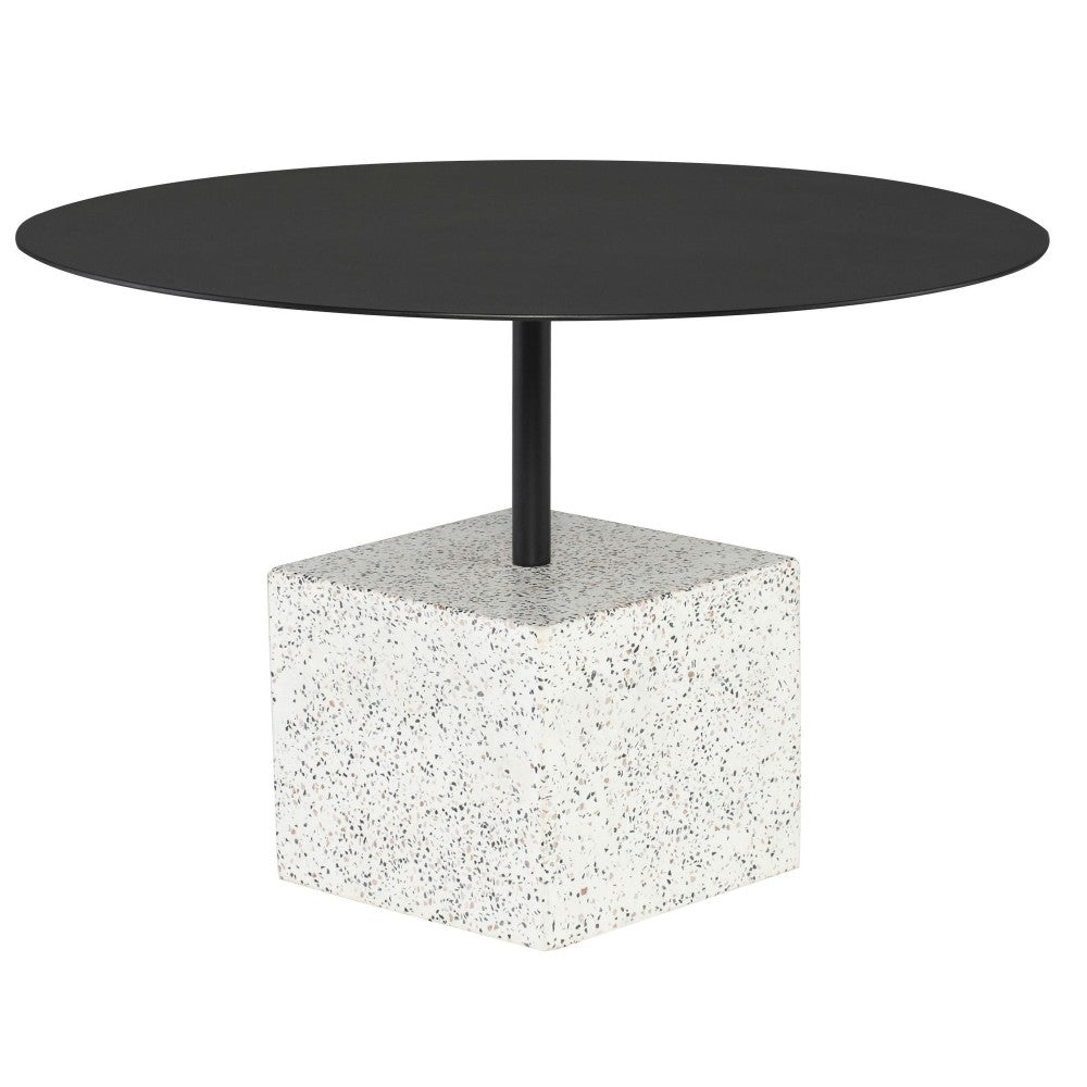 AXEL COFFEE TABLE "BLACK MATTE TOP/WHITE CONFETTI TERRAZZO BASE"