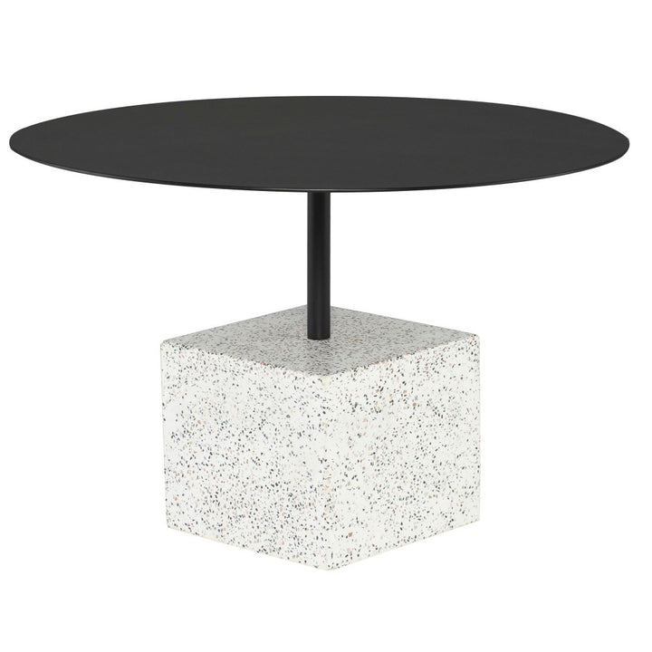 AXEL COFFEE TABLE "BLACK MATTE TOP/WHITE CONFETTI TERRAZZO BASE"