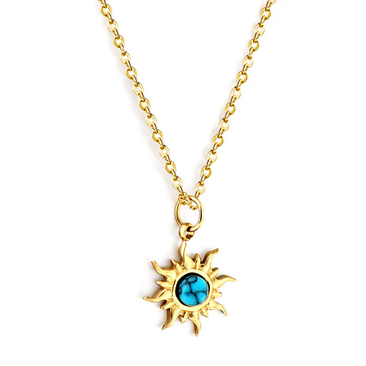 AZURE BLOOM PENDANT NECKLACE - GOLD