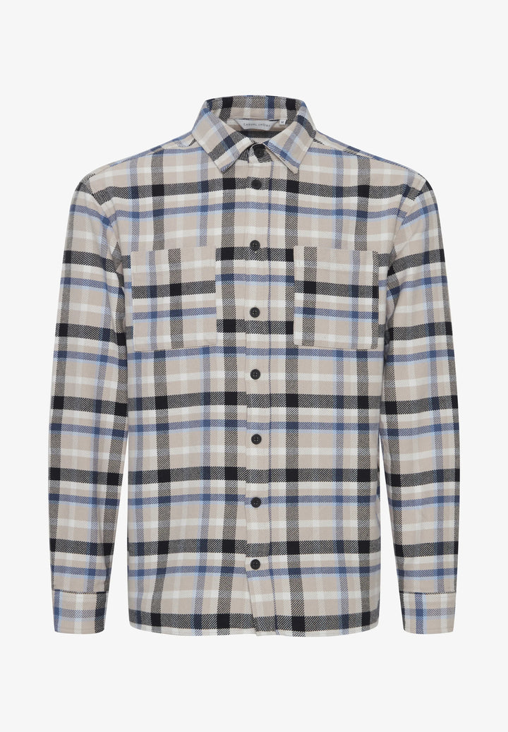 Casual Friday August Checked Overshirt - Bijou Blue