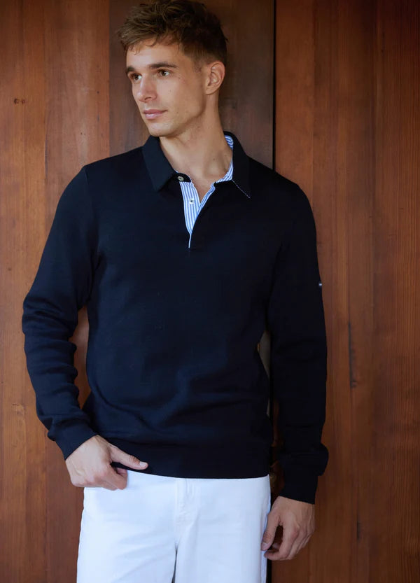 BADEN KNIT POLO SWEATER "NAVY"
