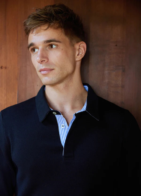 BADEN KNIT POLO SWEATER "NAVY"