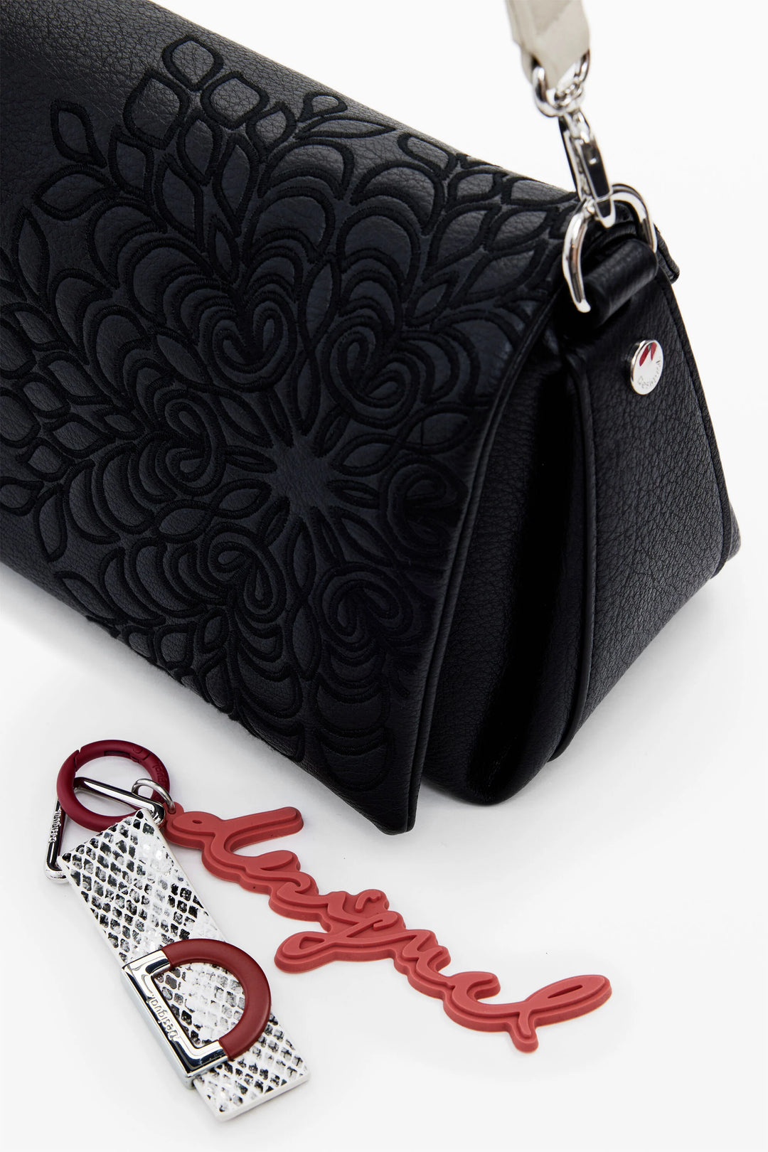 MEDIUM FAUX LEATHER EMBROIDERED CROSSBODY BAG "SIERRA NARON"