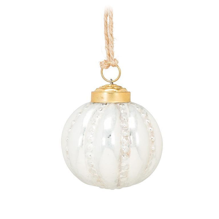 EMBOSS BALL ORNAMENT - WHITE 2''D