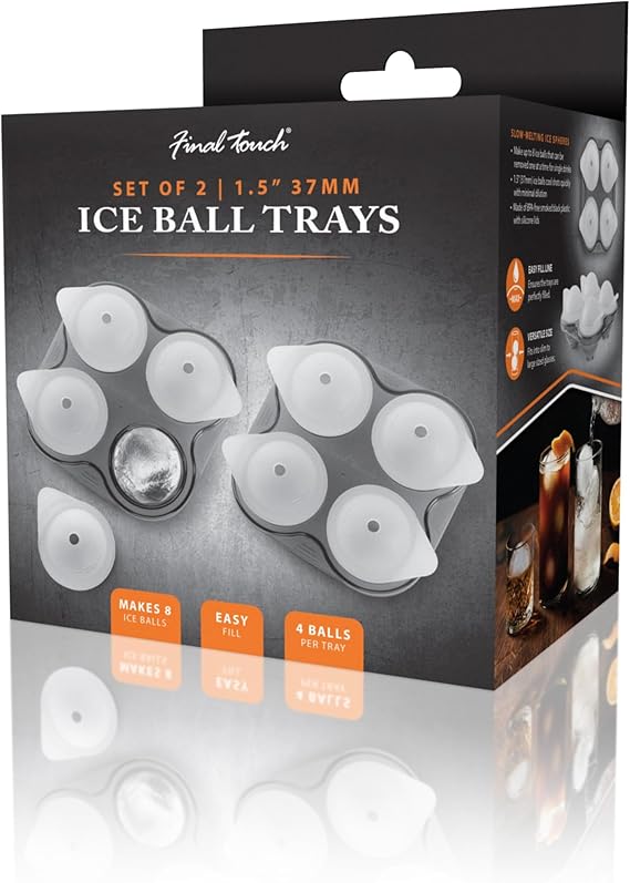 1.5" SILICONE 4 ICE BALL TRAY - SET OF 2