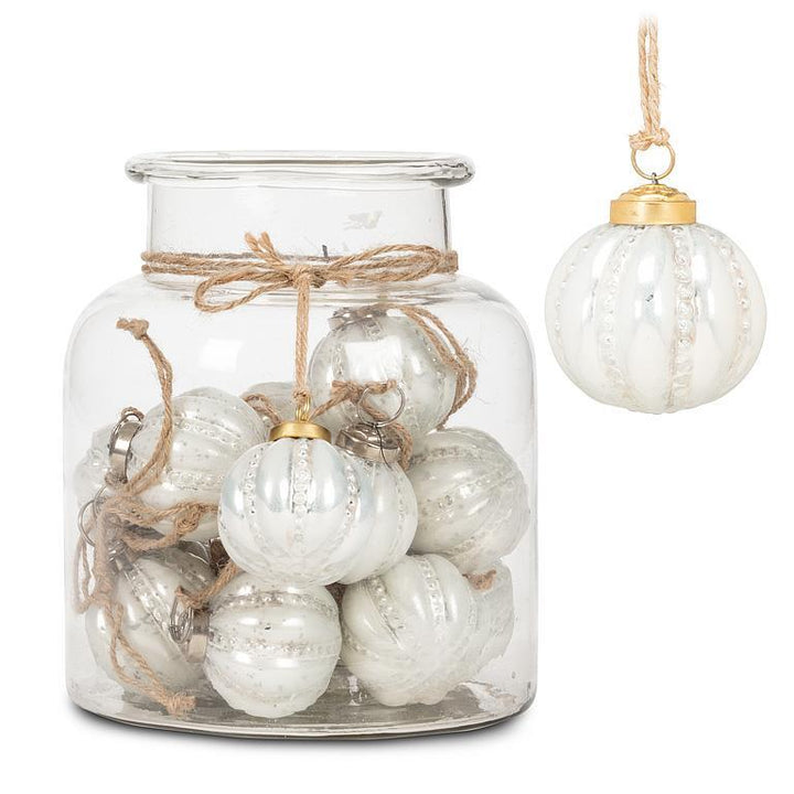 EMBOSS BALL ORNAMENT - WHITE 2''D