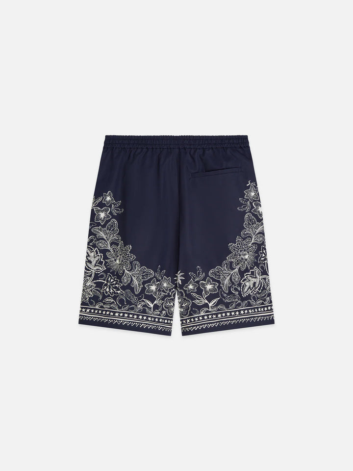 PRINTED WIDE BERMUDA SHORTS "HORSE BANDANA DRESS BLUES"