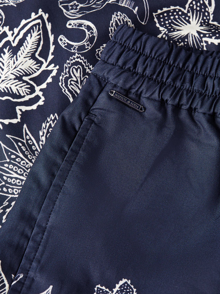 PRINTED WIDE BERMUDA SHORTS "HORSE BANDANA DRESS BLUES"