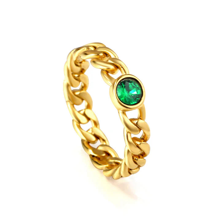 CONTEMPORARY GOLD BAND "GREEN" - SIZE 6