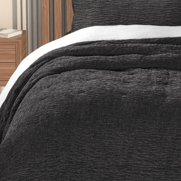 BARBARA CHARCOAL GREY TEXTURED DUVET COVER - DOUBLE/QUEEN