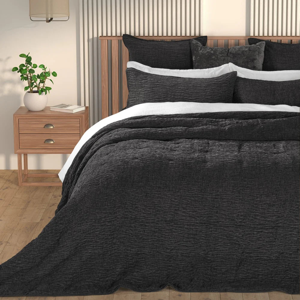 BARBARA CHARCOAL GREY TEXTURED DUVET COVER - KING