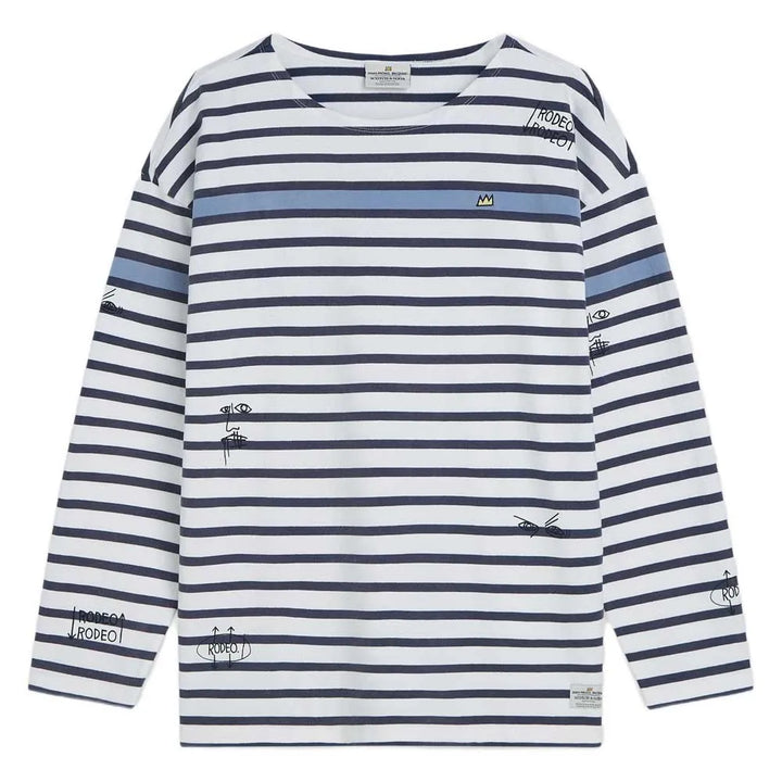 BASQUIAT BRETON STRIPED LONG SLEEVE SHIRT "NAVY"