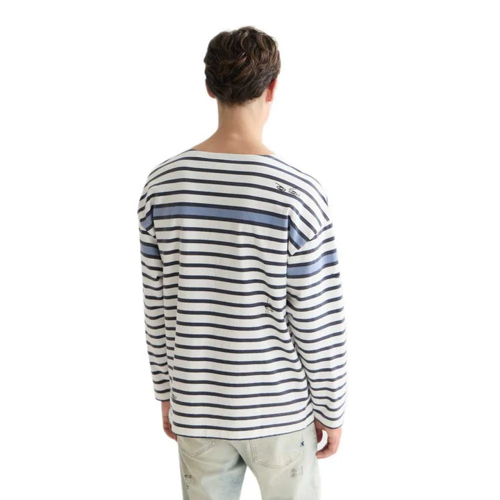 BASQUIAT BRETON STRIPED LONG SLEEVE SHIRT "NAVY"