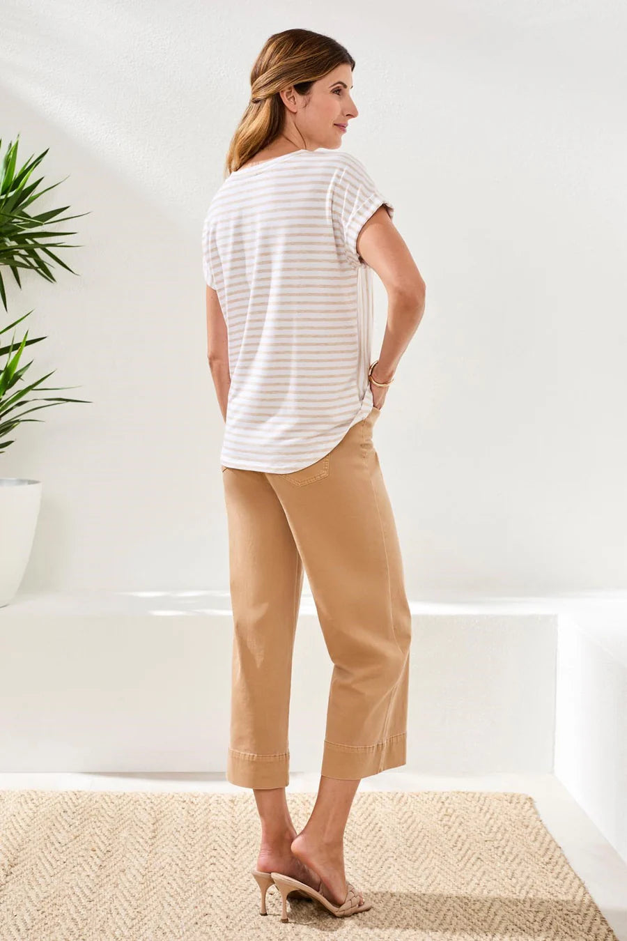 RELAXED CUFFED SHORT SLEEVE STRIPE TOP "BEACH"